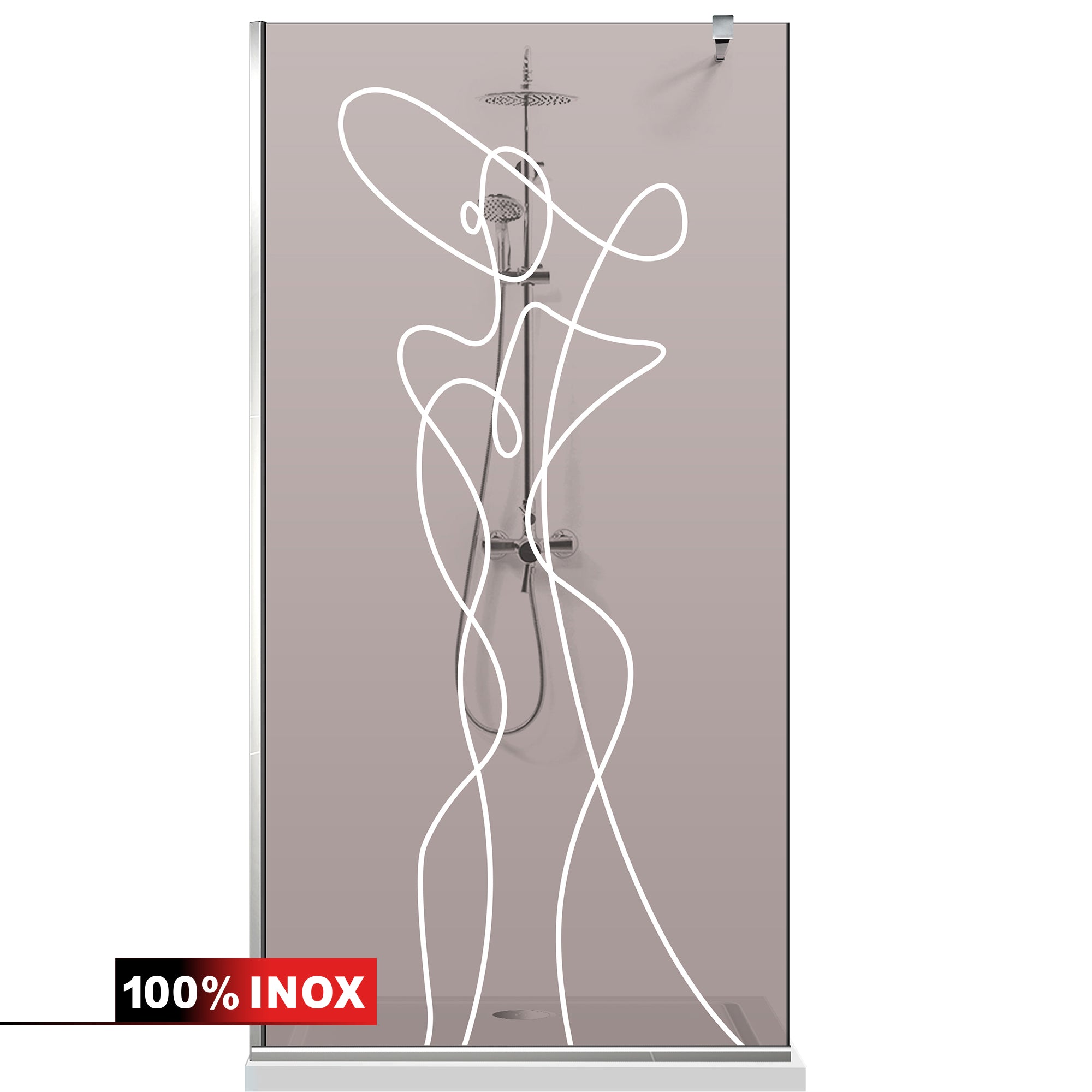 Paravan dus Walk-in, Perete dus Inox, #Bronz #Bronz