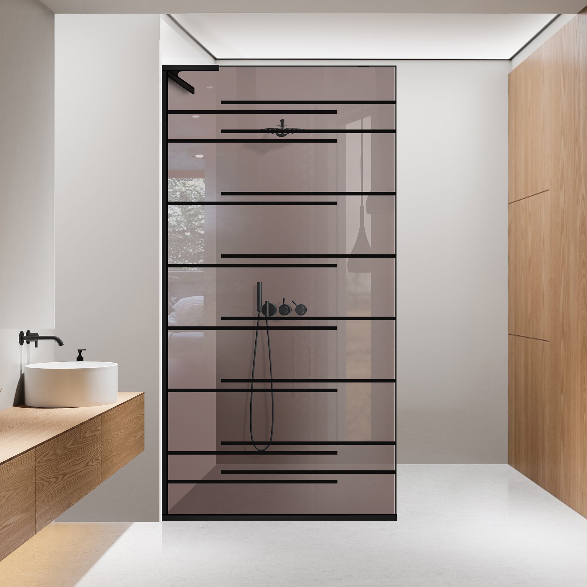 Paravan dus Walk-in, Perete dus Inox, #Bronz #Bronz