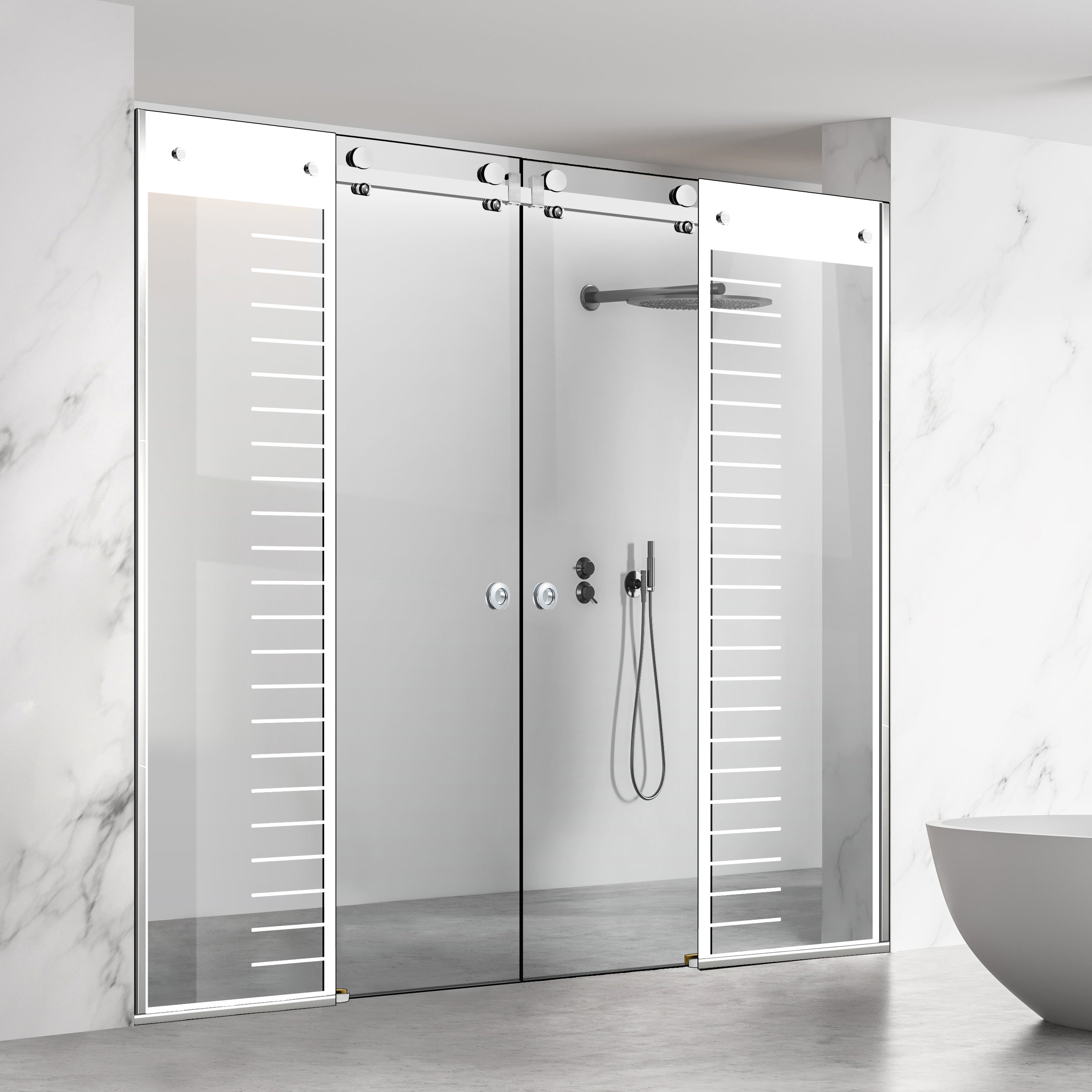 Zuhanyfal, Zuhanyajtók, Zuhanyfal #Átlátszó
