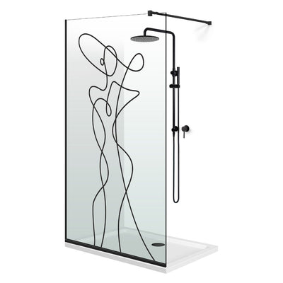Zuhanyfal Walk-in, fekete zuhanyfal, #Átlátszó #Víztiszta