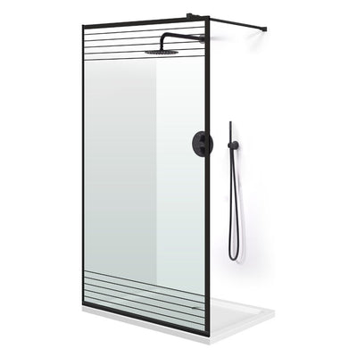 Zuhanyfal Walk-in, fekete zuhanyfal, #Átlátszó #Víztiszta