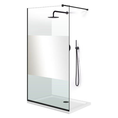 Zuhanyfal Walk-in, fekete zuhanyfal, #Átlátszó #Víztiszta