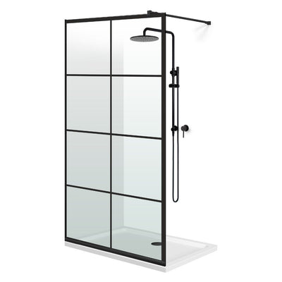 Zuhanyfal Walk-in, fekete zuhanyfal, #Átlátszó #Víztiszta