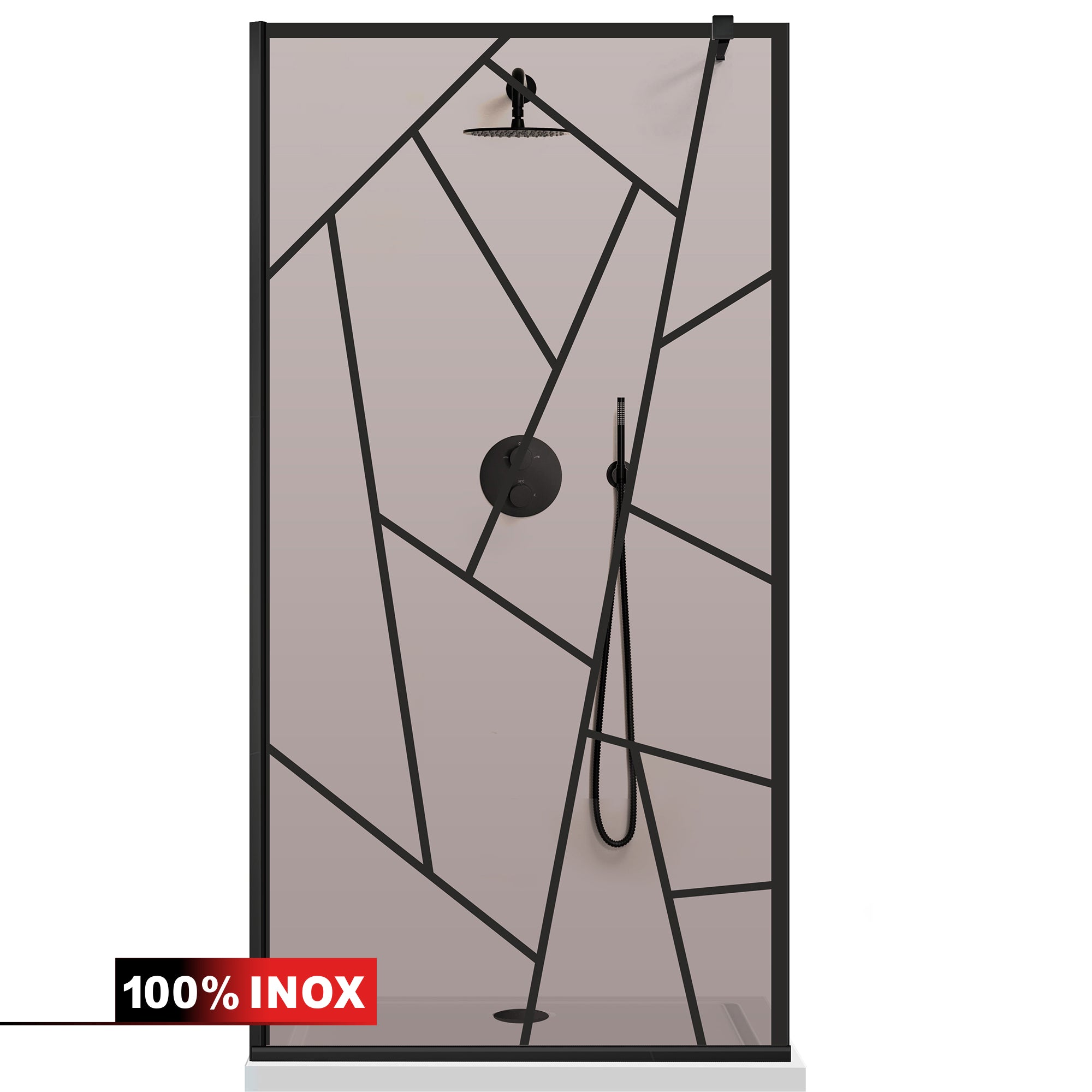 Paravan dus Walk-in, Perete dus  Negru, #Bronz #Bronz