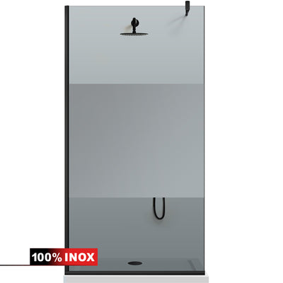 Zuhanyfal Walk-in, fekete zuhanyfal, #Szürke #Szürke
