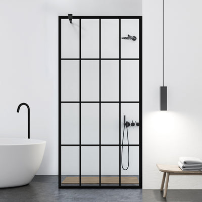 Zuhanyfal Walk-in, fekete zuhanyfal, #Átlátszó #Víztiszta