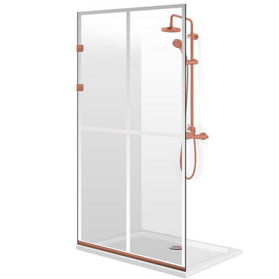 Zuhanyfal Walk-in, Rozsdamentes acél zuhanyfal, matt fekete, #Átlátszó #Víztiszta