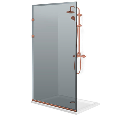 Zuhanyfal Walk-in, Zuhanyfal Rozsdamentes acél, réz #Szürke