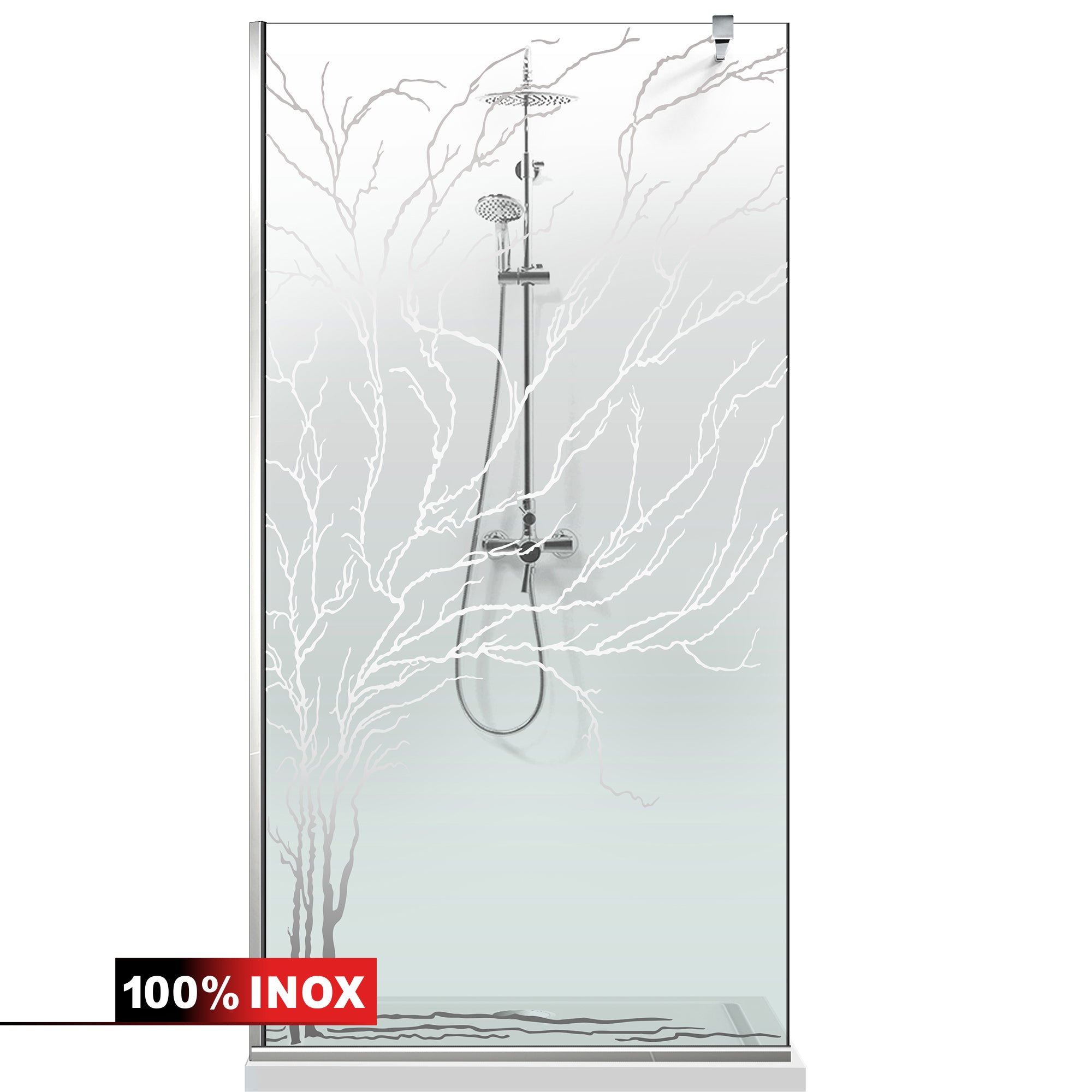 Paravan dus Walk-in, Perete dus  Inox, #Clara #Víztiszta