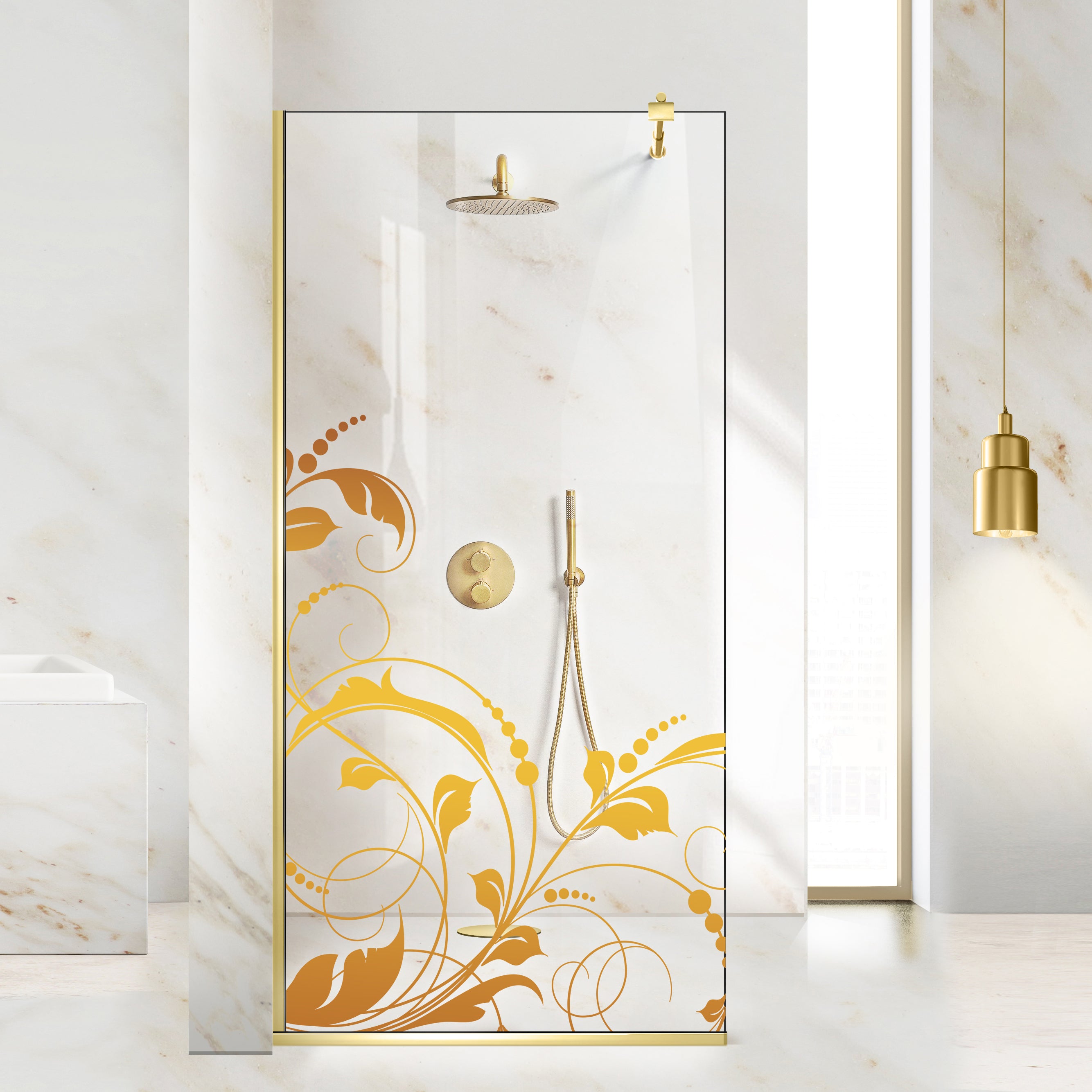 Zuhanyfal Walk-in, zuhanyfal Arany, #Átlátszó #Víztiszta