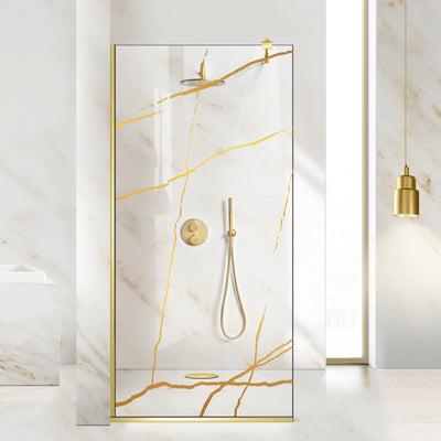 Zuhanyfal Walk-in, zuhanyfal Arany, #Átlátszó #Víztiszta