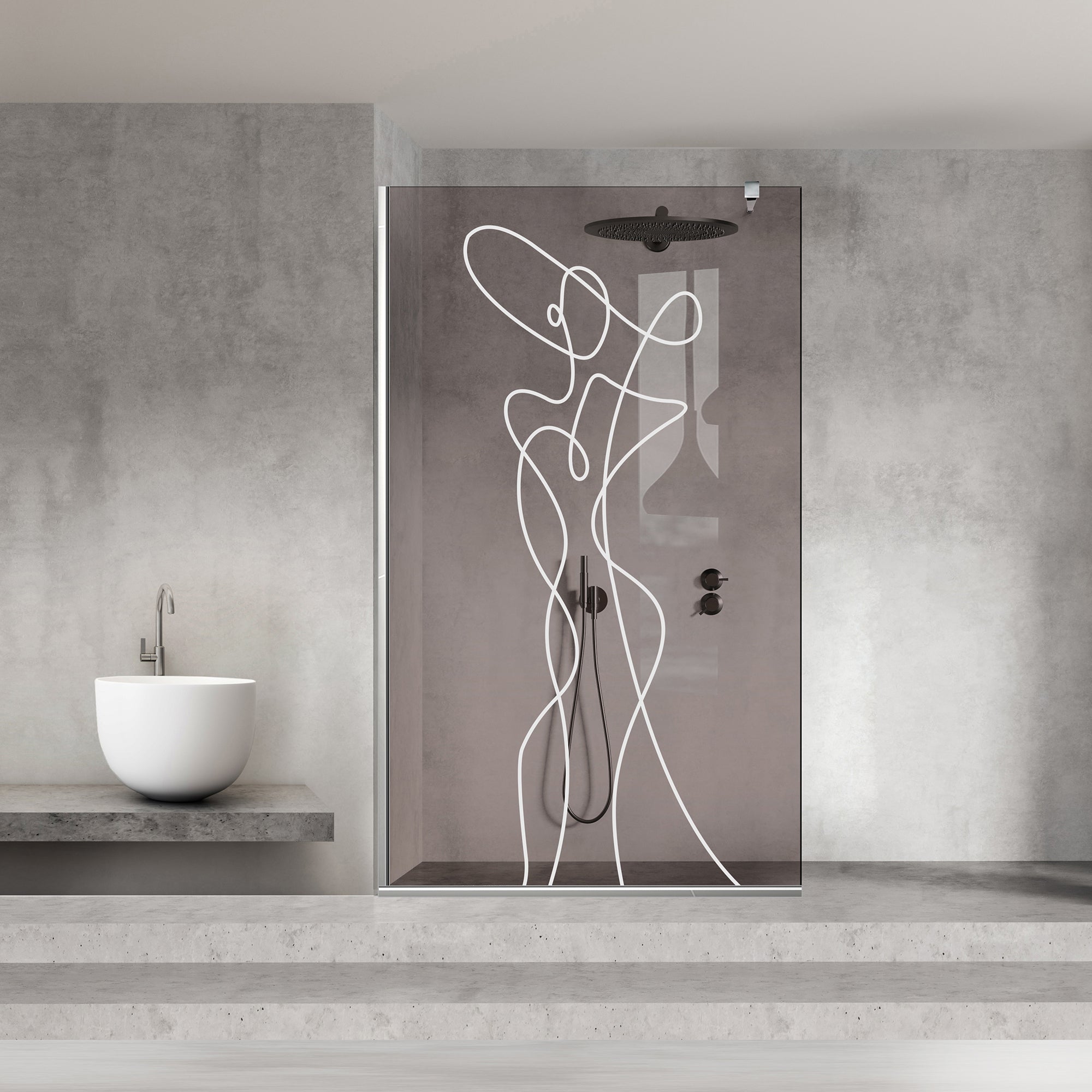 Paravan dus Walk-in, Perete dus  Inox, #Bronz #Bronz