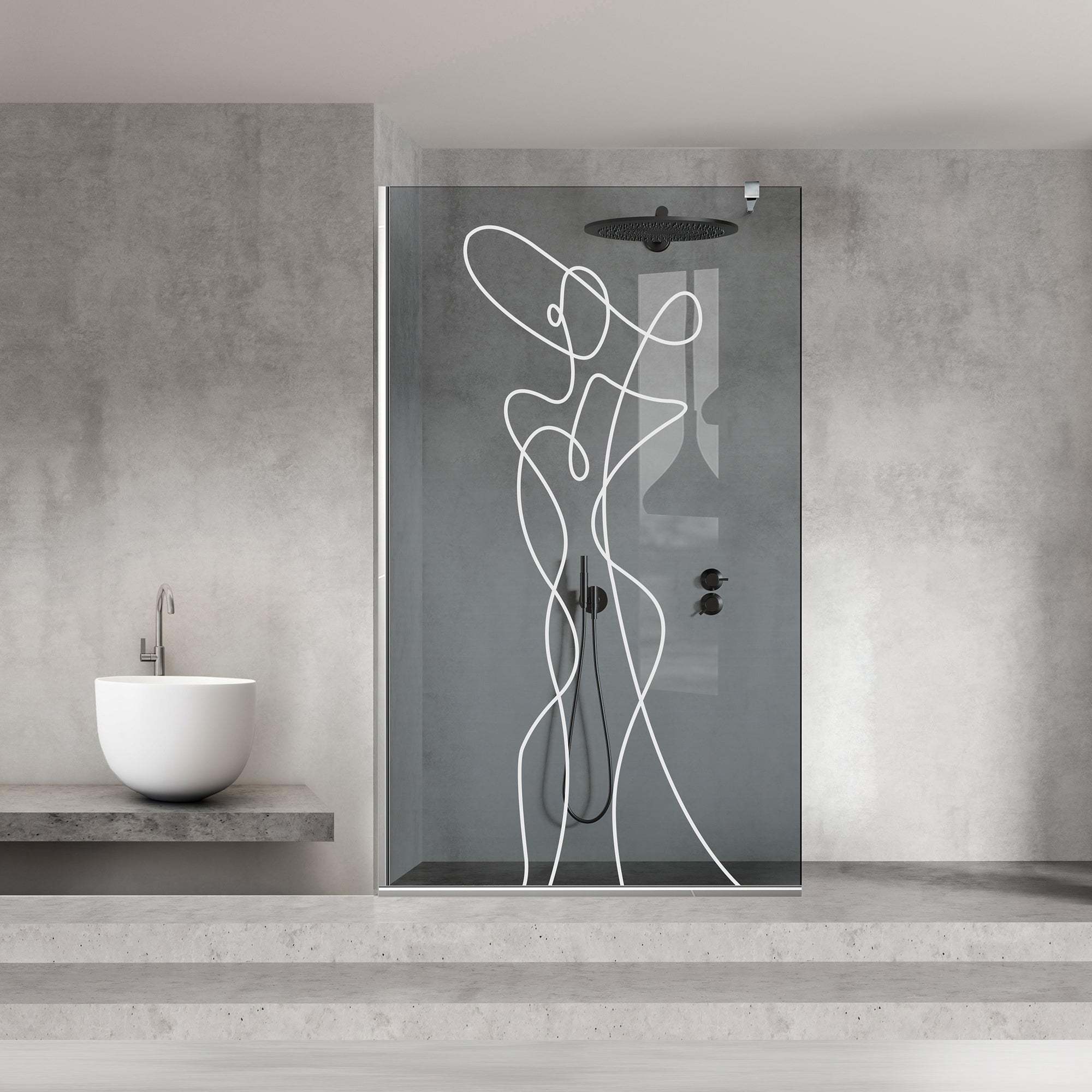 Paravan dus Walk-in, Perete dus  Inox, #Gri #Szürke