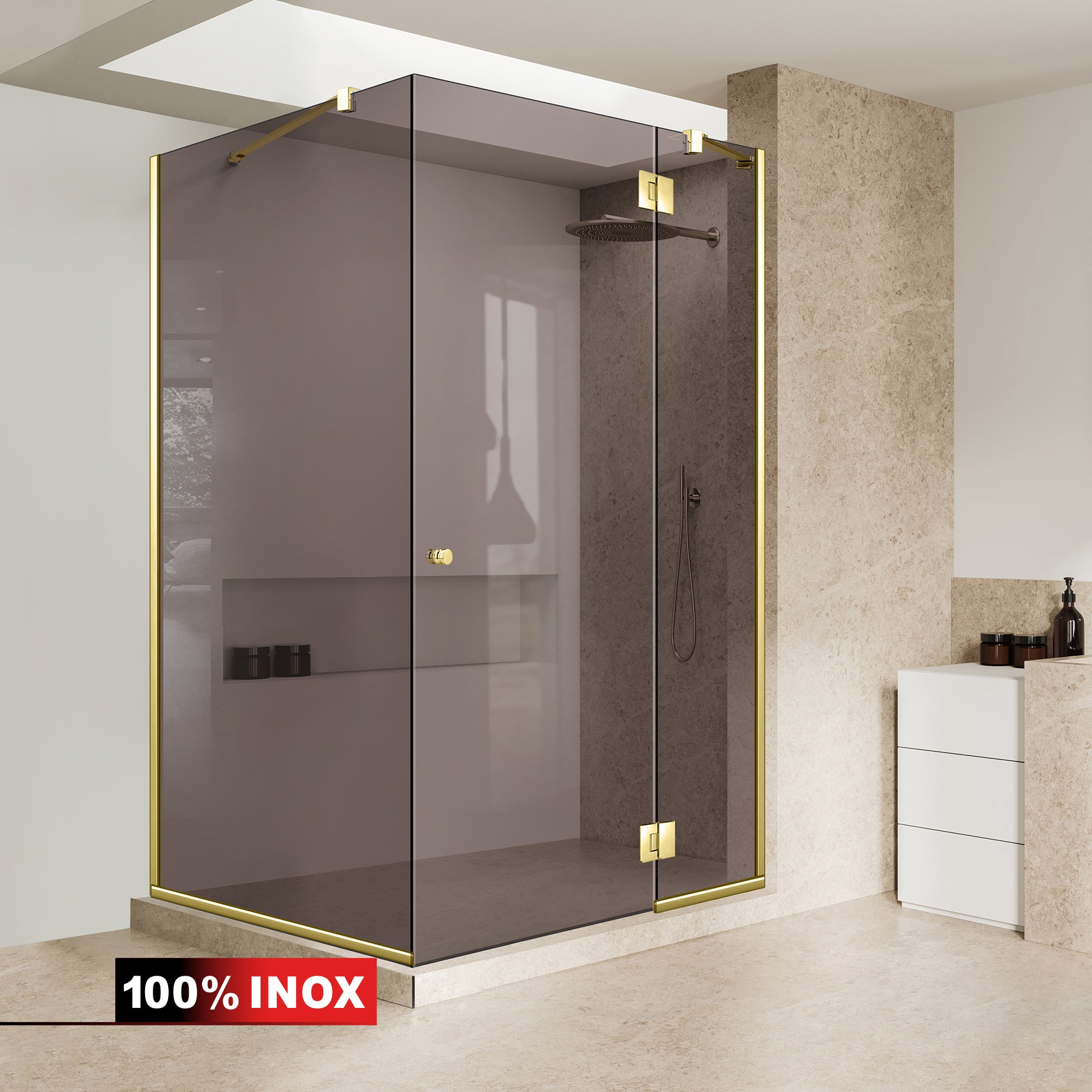 Cabina dus cu 3 elemente cu usa batanta