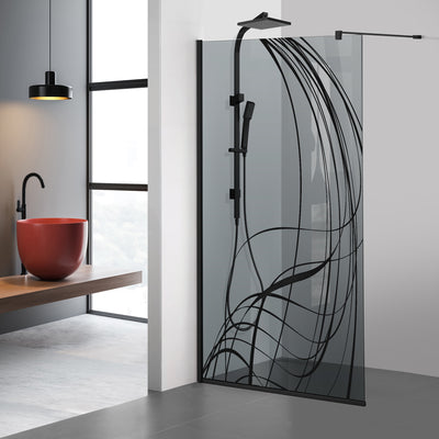 Zuhanyfal Walk-in, fekete zuhanyfal, #Szürke #Szürke