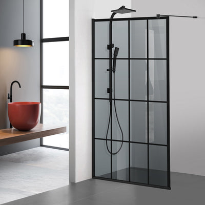 Zuhanyfal Walk-in, fekete zuhanyfal, #Szürke #Szürke