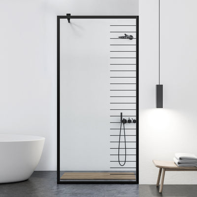 Zuhanyfal Walk-in, fekete zuhanyfal, #Átlátszó #Víztiszta