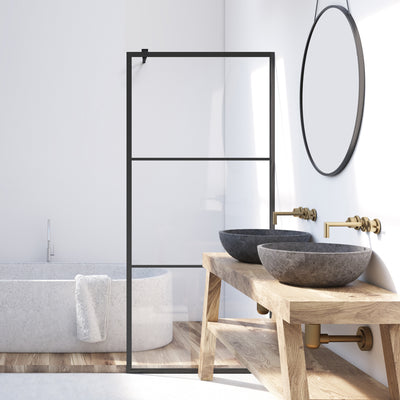 Zuhanyfal Walk-in, fekete zuhanyfal, #Átlátszó #Víztiszta