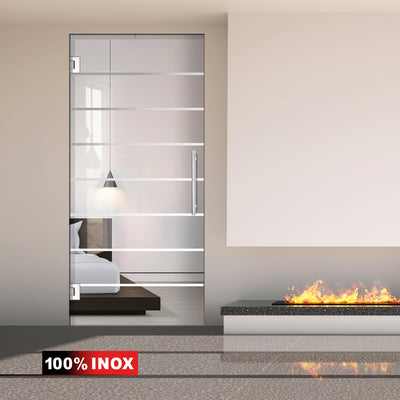 Nyíló üvegajtó rozsdamentes acélból, #Átlátszó
